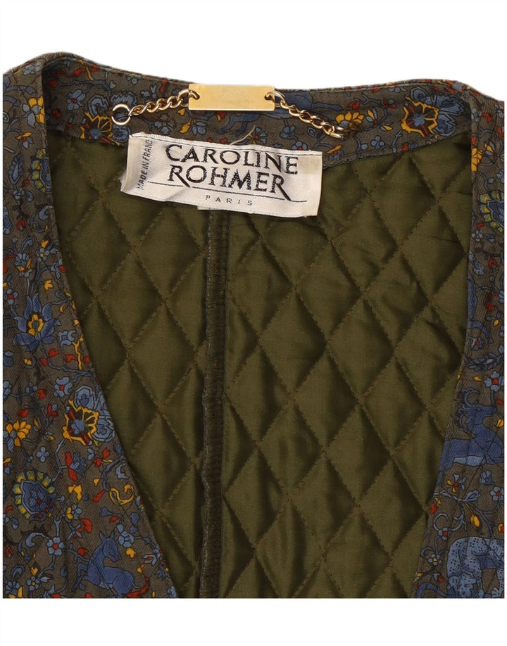 Женский пиджак на 1 пуговице Caroline Rohmer UK 12, средний хаки с цветочным принтом