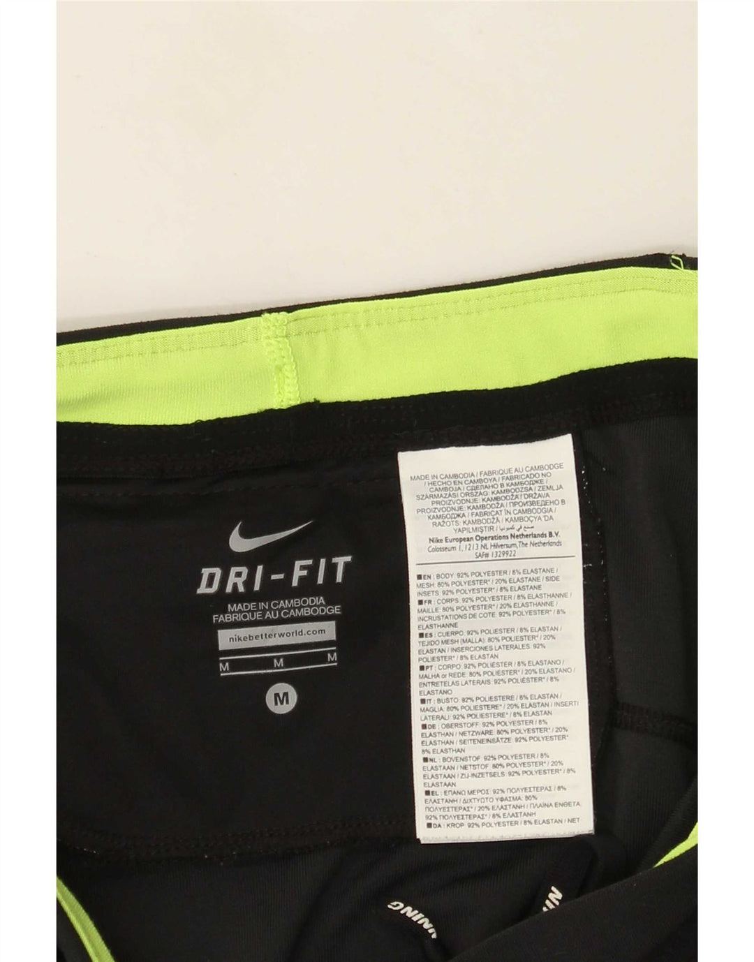 Женские леггинсы-капри Nike Dri Fit UK 12, средний черный, полиэстер с цветными блоками