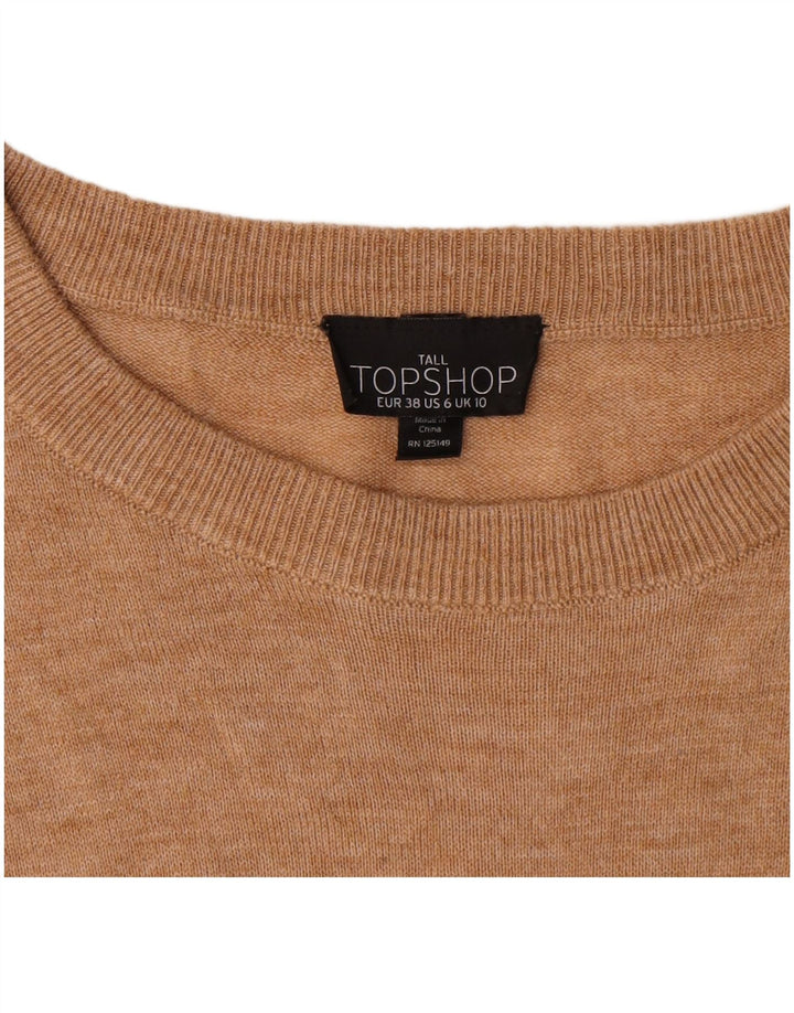 Topshop Женский топ оверсайз с длинным рукавом UK 10, маленький бежевый