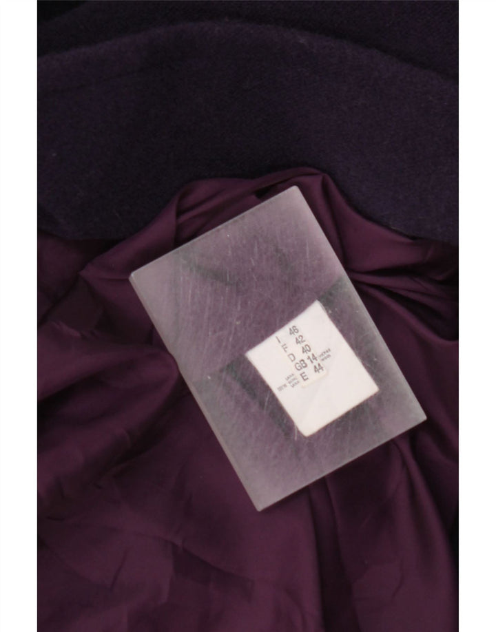 Винтажное женское пальто большого размера UK 14, большое фиолетовое из натуральной шерсти