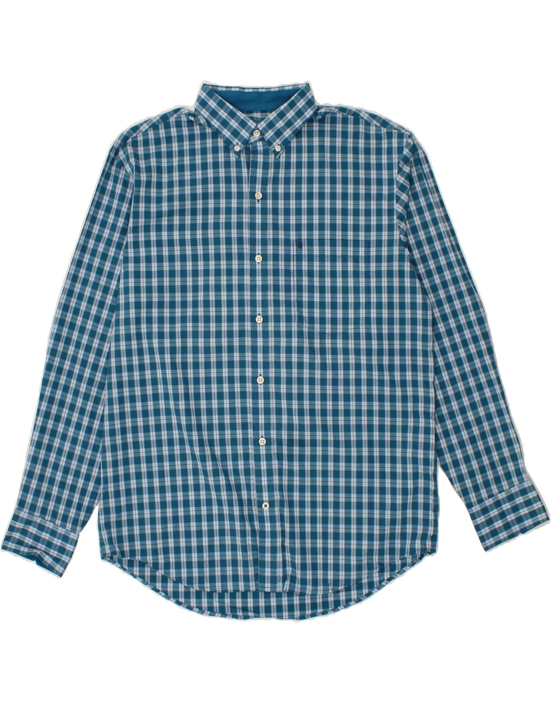 IZOD Mens Shirt Medium Blue Check Cotton Vintage Izod and Second-Hand Izod from Messina Hembry 
