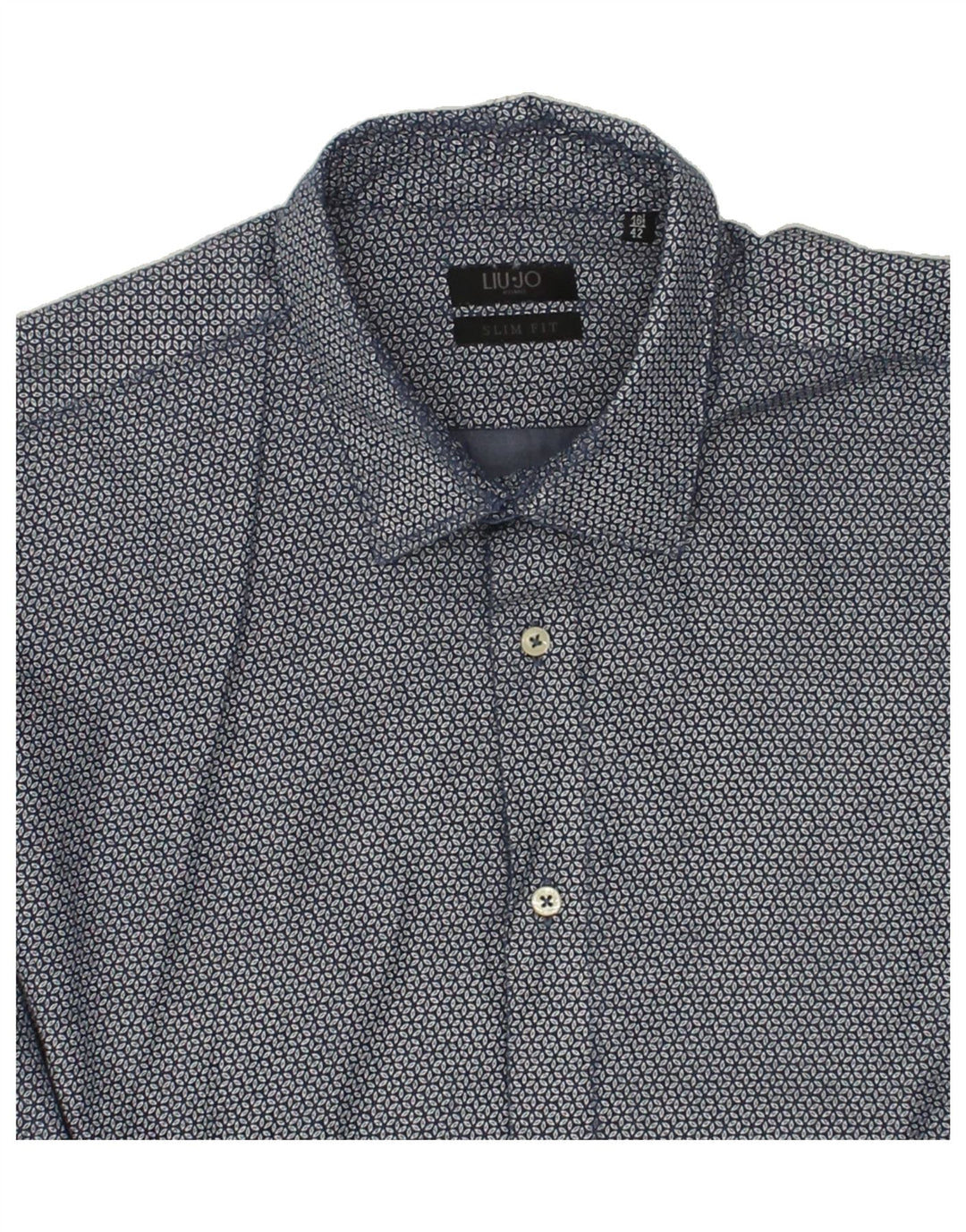 LIU JO Mens Slim Fit Shirt Size 16 1/2 Large Navy Blue Floral Cotton | Vintage Liu Jo | Thrift | Second-Hand Liu Jo | Used Clothing | Messina Hembry 