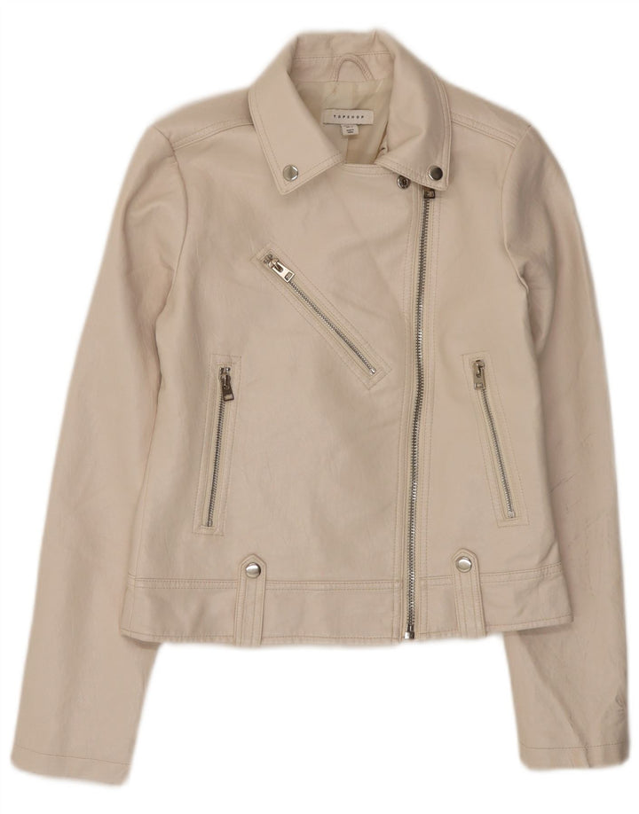 Женская косуха из искусственной кожи Topshop UK 8, маленький размер, белый из полиуретана