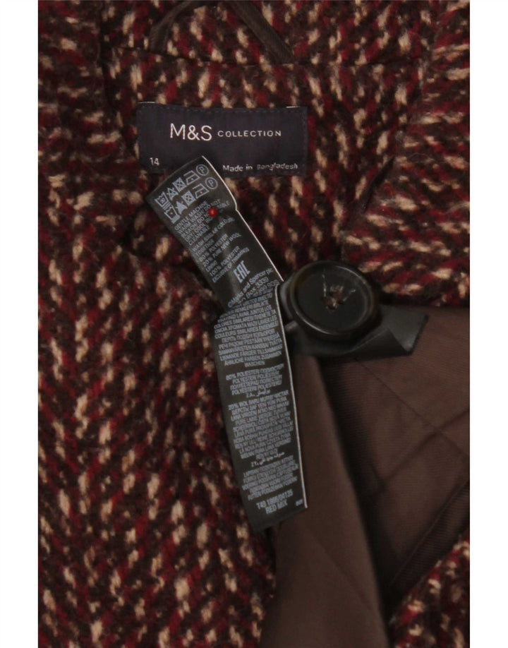 Женское пальто Marks & Spencer UK 14, большой красный полиэстер с шевроном