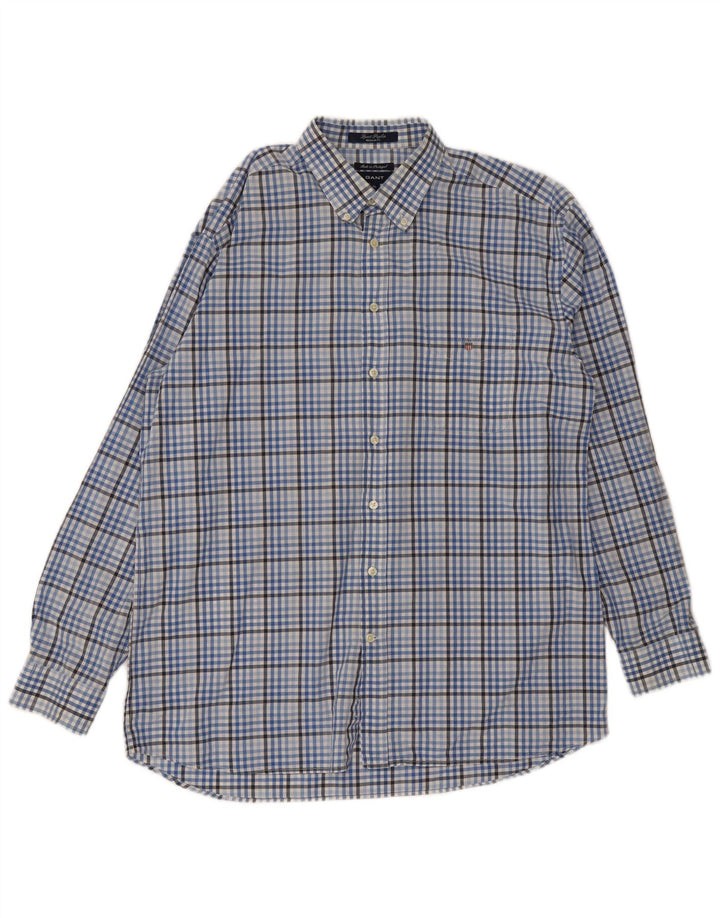 Мужская рубашка стандартного кроя Gant XL, синяя, хлопковая в мелкую клетку