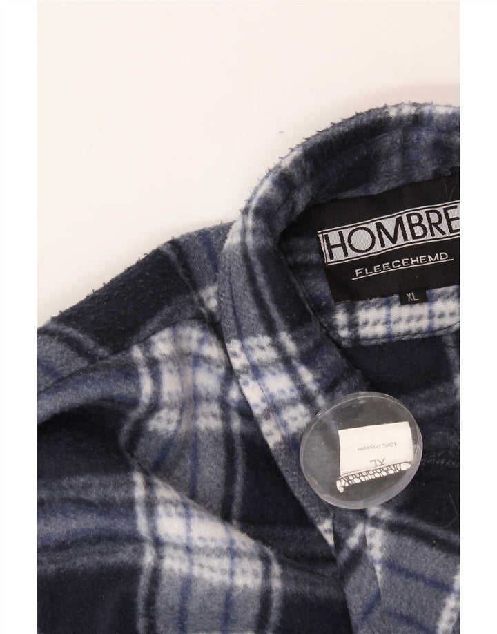 VINTAGE Mens Fleece Shirt XL Blue Check Polyester Vintage Vintage and Second-Hand Vintage from Messina Hembry 