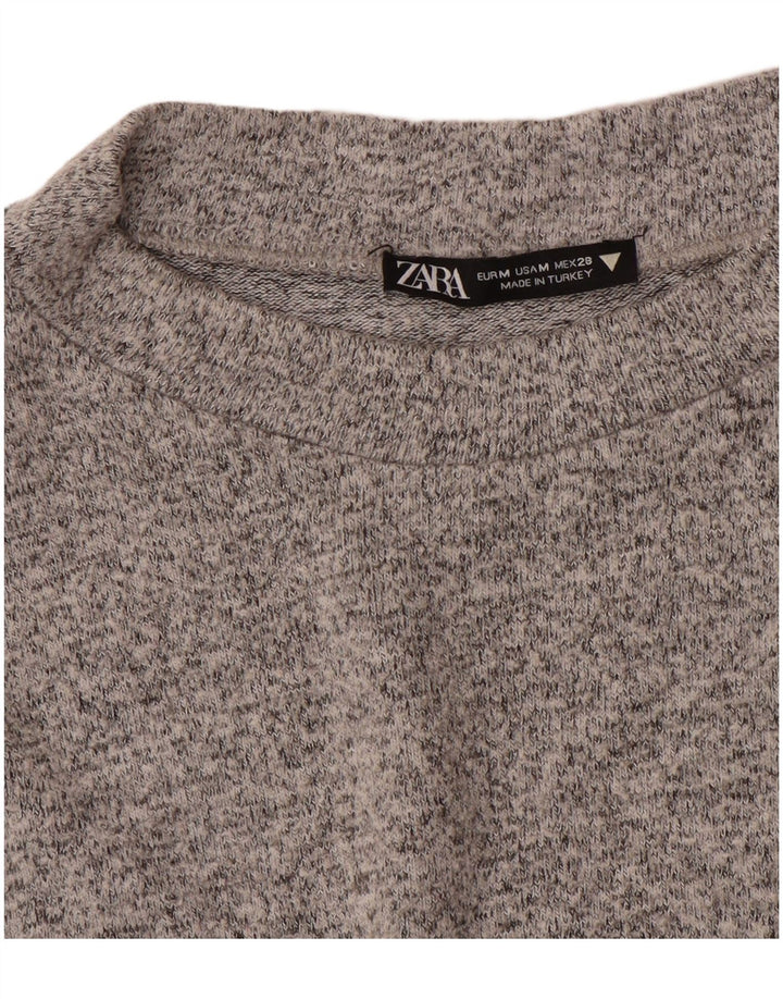 Женский джемпер с круглым вырезом Zara UK 12, средний серый цвет