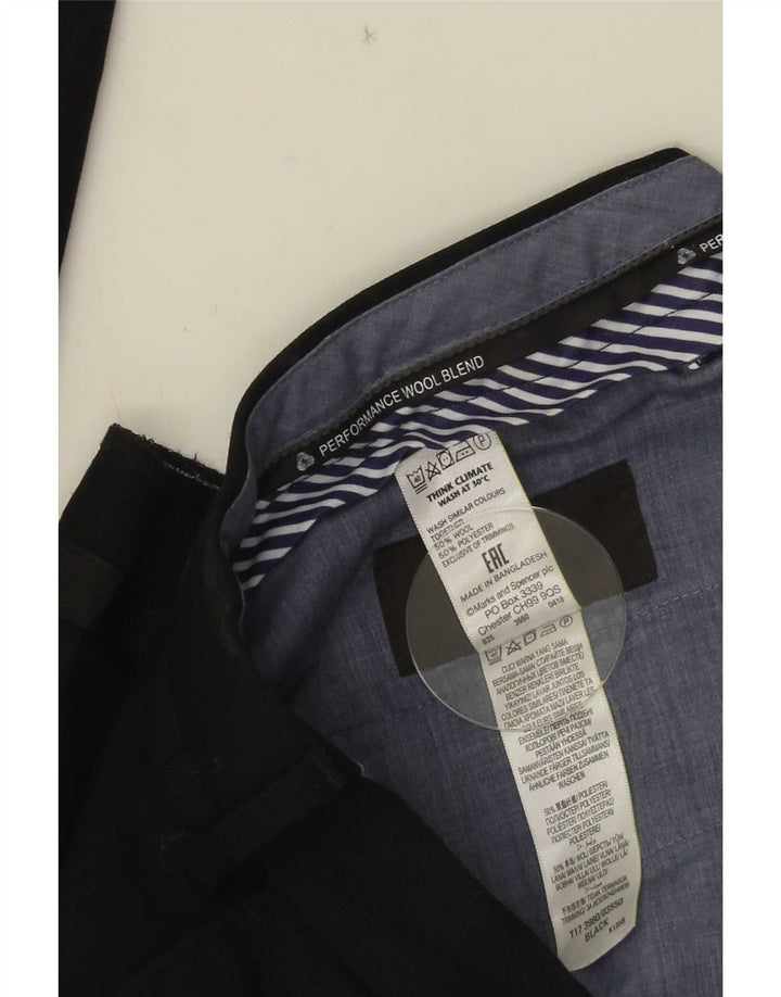 Мужские прямые костюмные брюки Marks & Spencer W34 L29, черные шерстяные