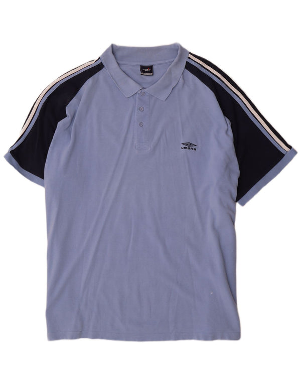Мужская рубашка-поло Umbro 4XL, синяя, хлопок с цветными блоками