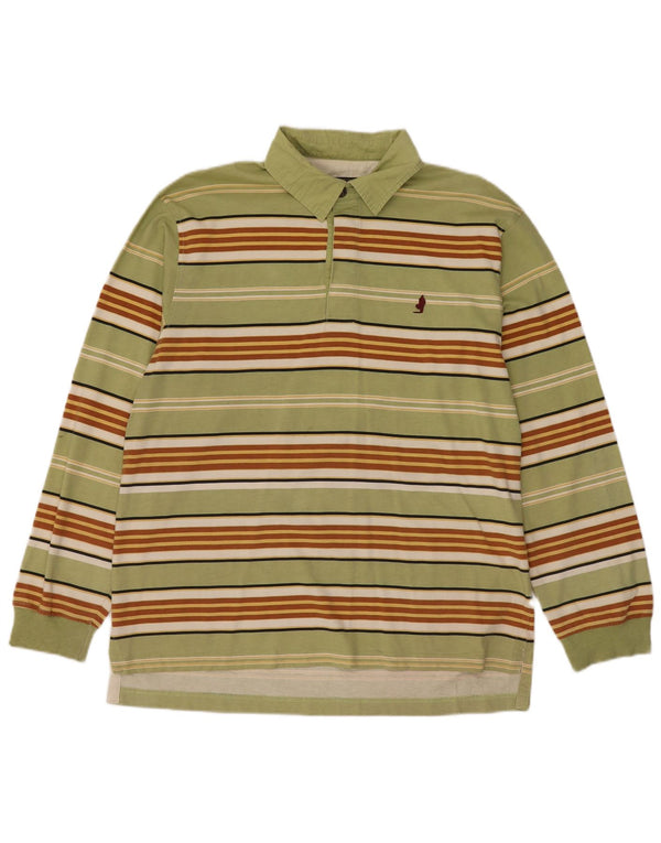 Мужская рубашка-поло для регби Marlboro Classics, хлопковая большая зеленая полоска