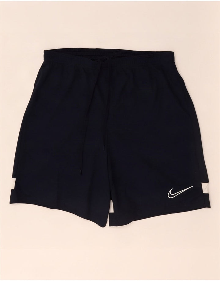 Мужские спортивные шорты Nike Dri Fit среднего размера, темно-синие, полиэстер с цветными блоками