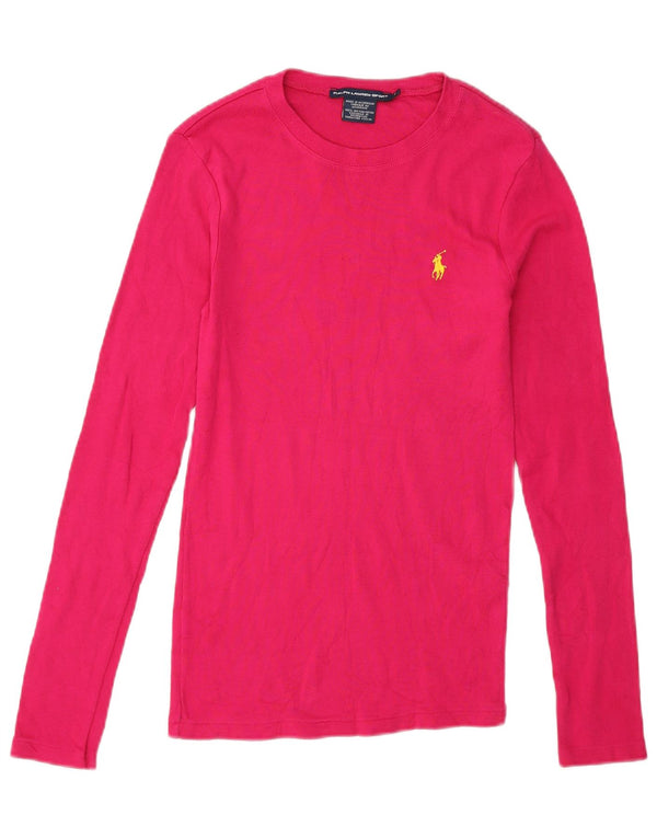 Женский топ Ralph Lauren с длинными рукавами, Великобритания, 8, маленький розовый хлопок
