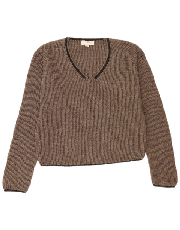 Женский укороченный джемпер с v-образным вырезом Marlboro Classics UK 18 XL, серый акрил