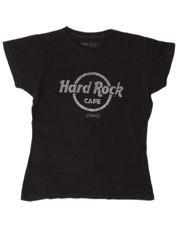 Женская футболка с рисунком «Венеция» Hard Rock Cafe Top UK 10, маленькая черная хлопковая футболка