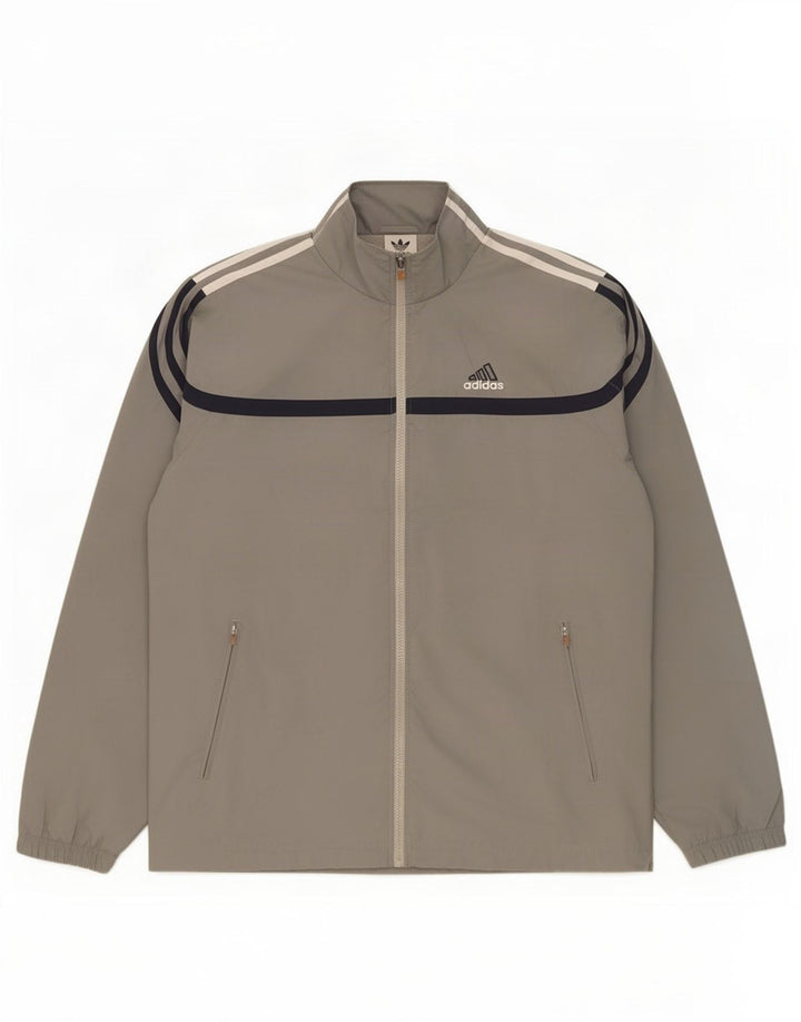 Мужская верхняя куртка Adidas с графическим принтом, Великобритания, 40/42, средний серый полиэстер