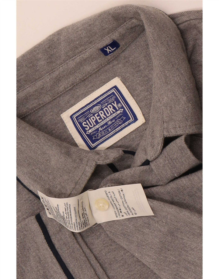 Мужская рубашка-поло Superdry XL, серая, хлопковая в крапинку