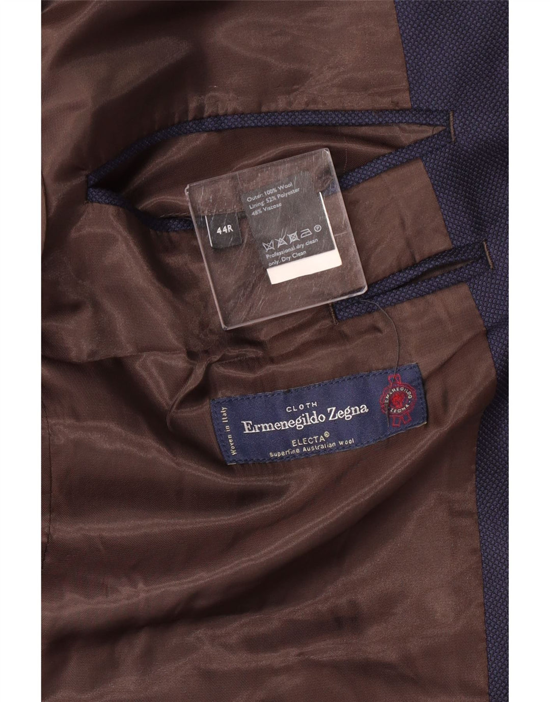 Мужской пиджак ERMENEGILDO ZEGNA на 2 пуговицах UK 44 2XL темно-синий шерстяной