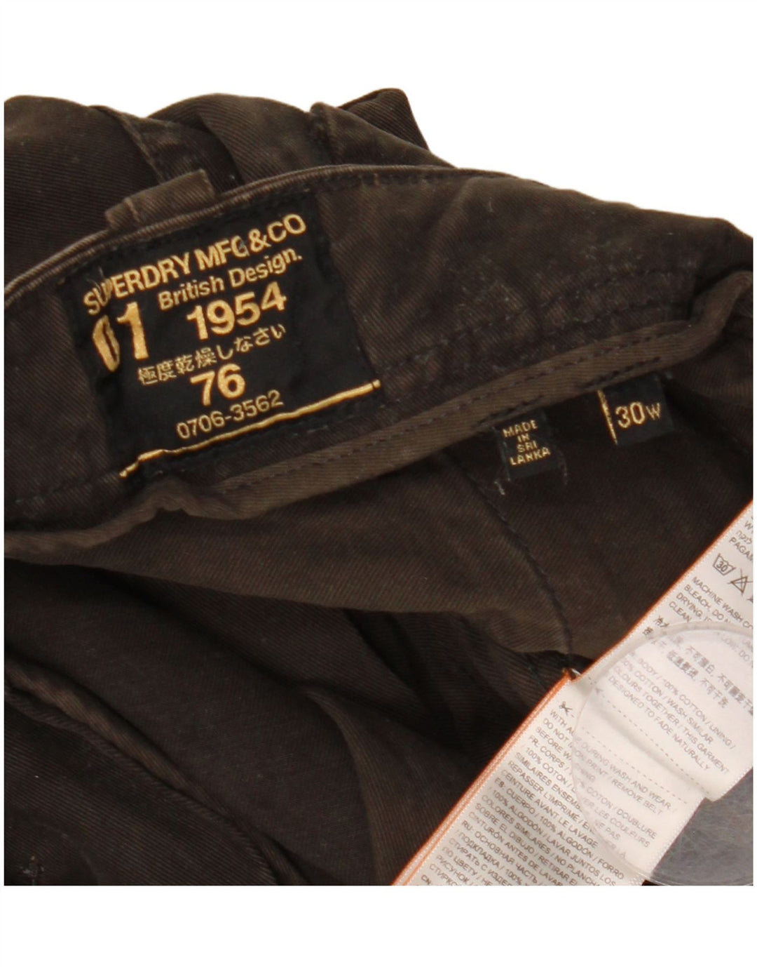 Мужские шорты-карго Superdry W30, хлопковые, среднего коричневого цвета