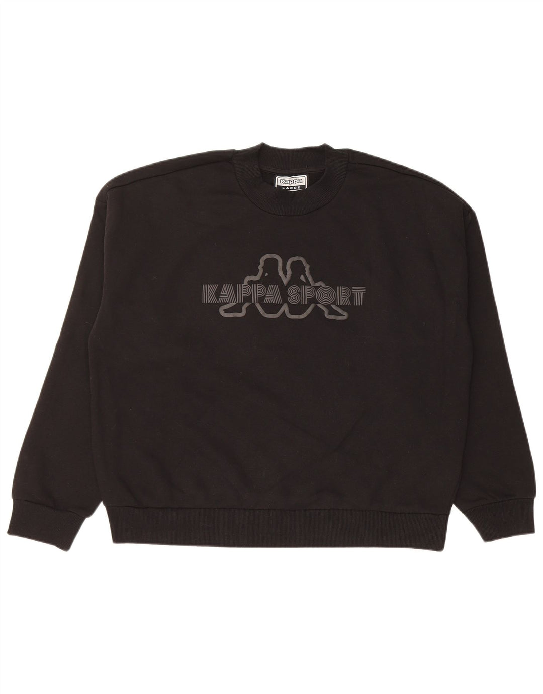 KAPPA Женский укороченный джемпер оверсайз с рисунком, Великобритания 16, большой черный