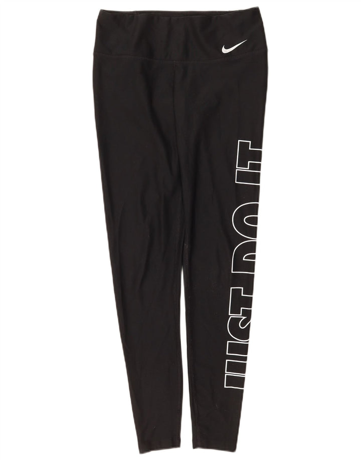 Женские леггинсы с рисунком Nike Dri Fit UK 8, маленькие черные, полиэстер