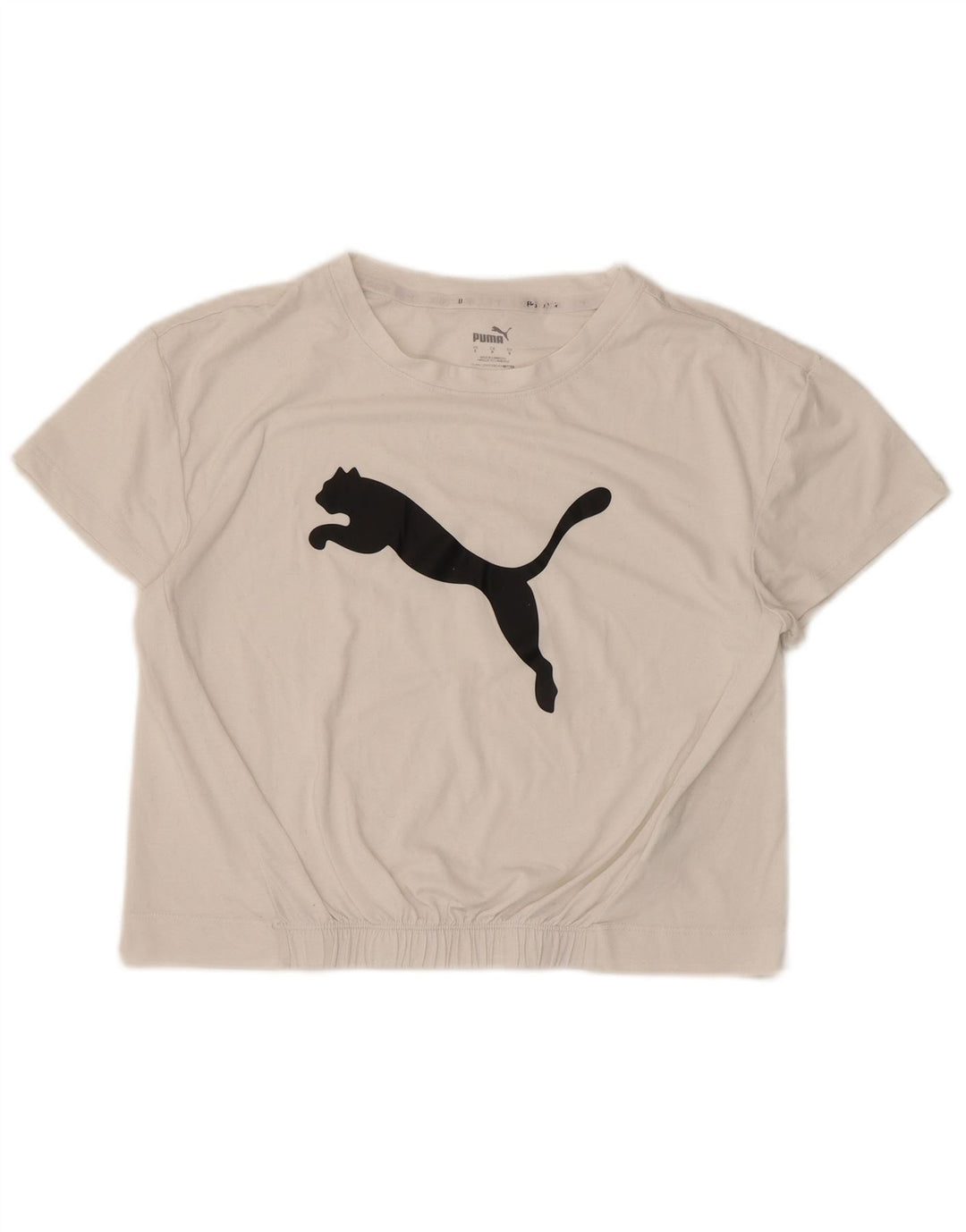 Женская укороченная футболка с рисунком Puma Top UK 10, маленький белый полиэстер