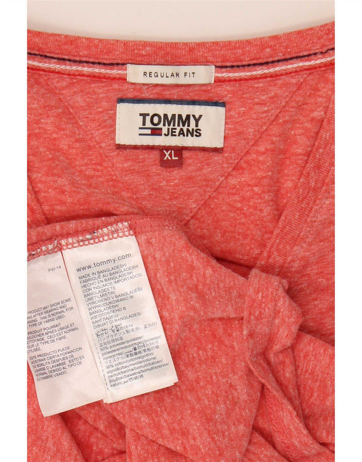Мужская футболка обычного кроя Tommy Hilfiger Top XL из полиэстера красного цвета в крапинку