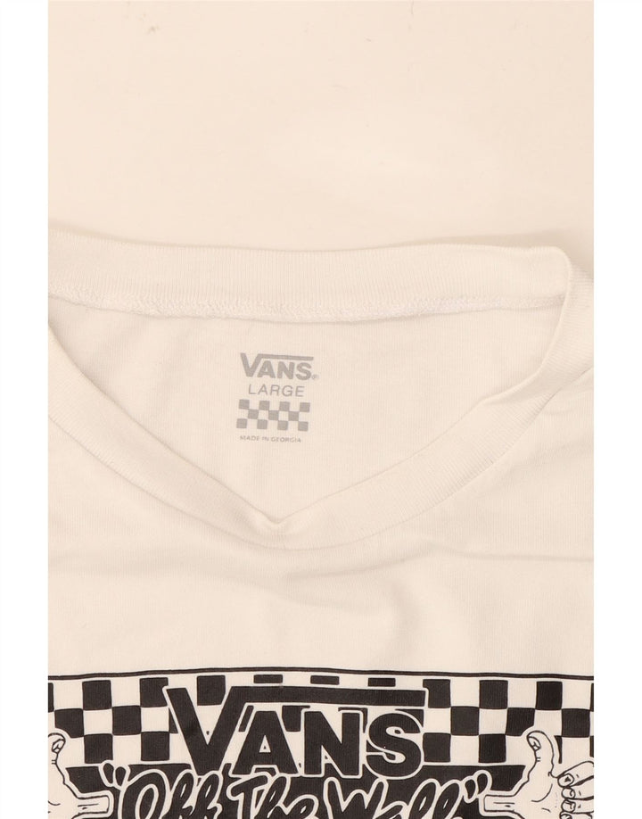 VANS Womens Graphic T-Shirt Top UK 16 Large White Vintage Vans and Second-Hand Vans from Messina Hembry 