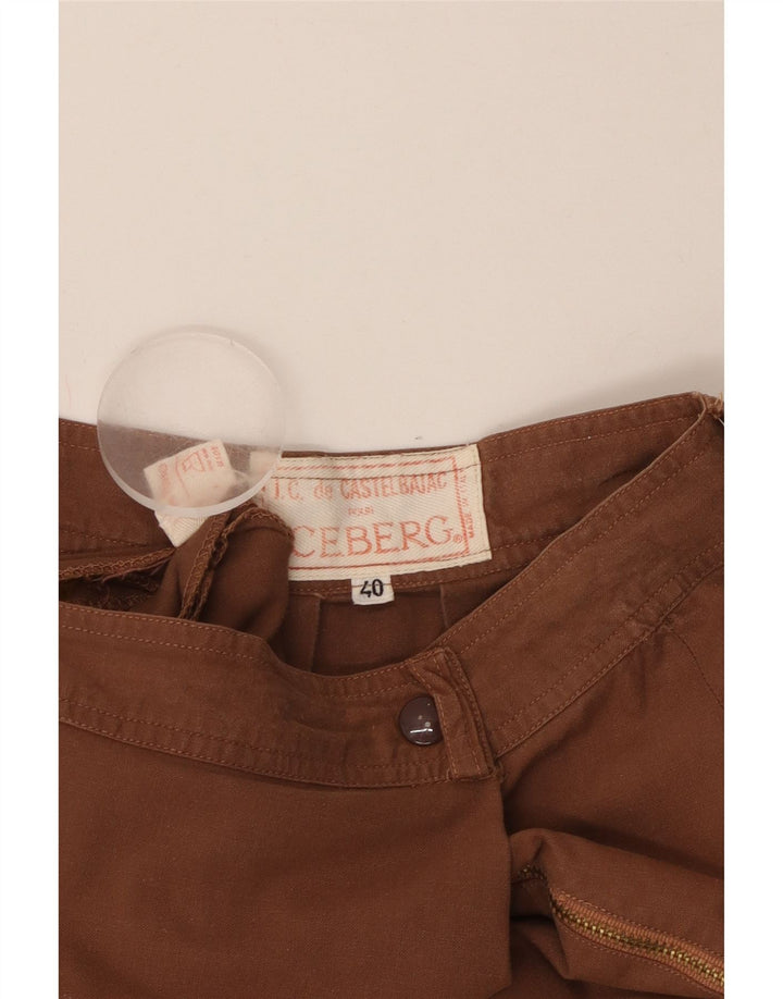 ICEBERG Женская юбка-трапеция с завышенной талией IT 40, маленькая W24, коричневый хлопок