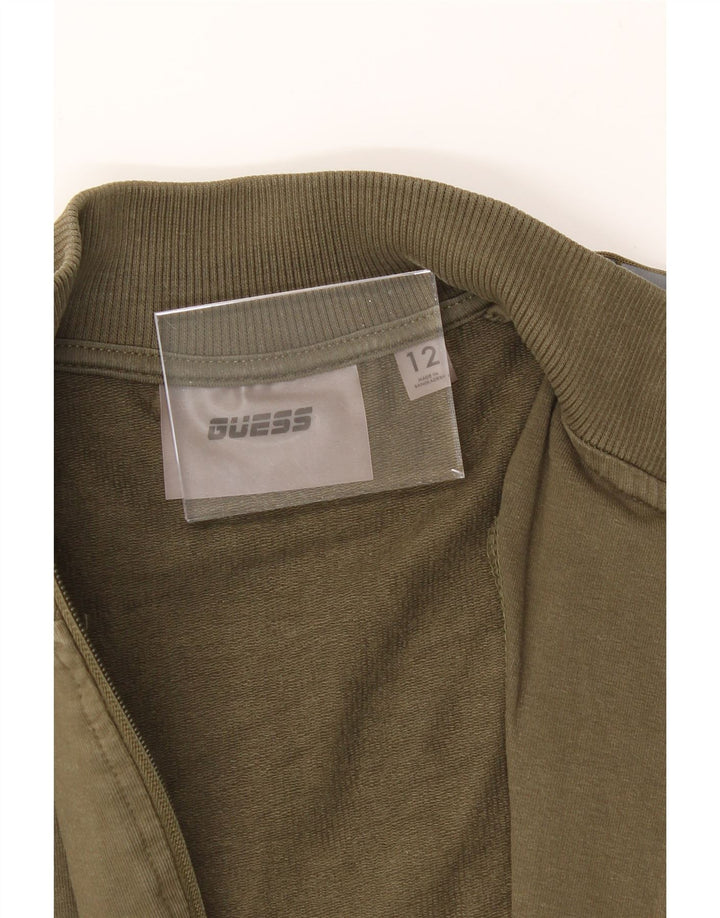 GUESS Boys Graphic Tracksuit Top Jacket 11-12 Years Khaki Cotton Vintage Guess and Second-Hand Guess from Messina Hembry 