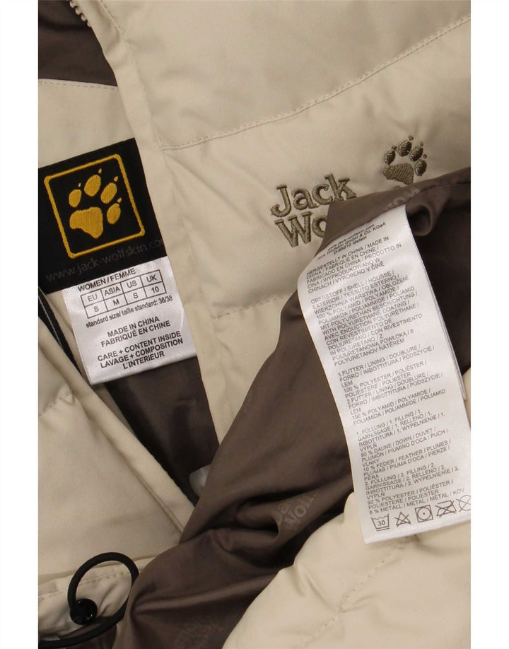 Женская стеганая куртка с капюшоном Jack Wolfskin UK 10, маленькая, бежевый, полиамид