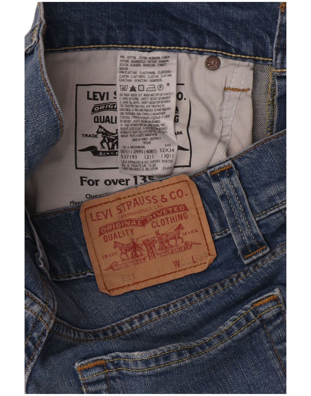 Женские узкие джинсы Levi's 511 W32 L26 синие, хлопок