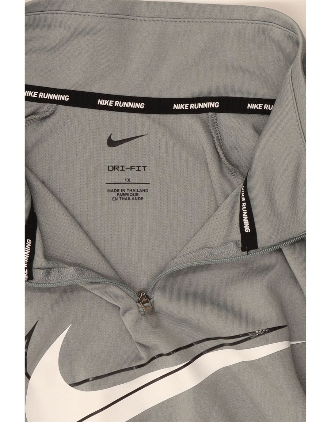 NIKE Womens Oversized Graphic Zip Neck Sweatshirt Jumper UK 18 XL Grey Vintage Nike and Second-Hand Nike from Messina Hembry 