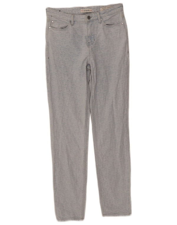 Женские джинсы скинни Guess W27 L29, синий хлопок с геометрическим рисунком