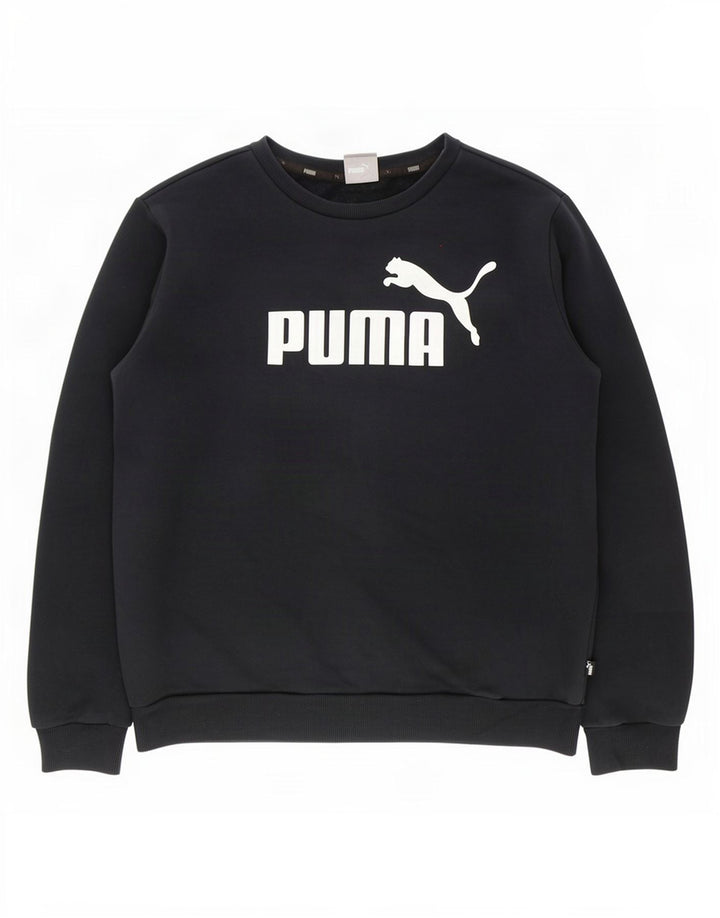 Мужской свитшот с рисунком Puma, хлопковый джемпер среднего размера, черный