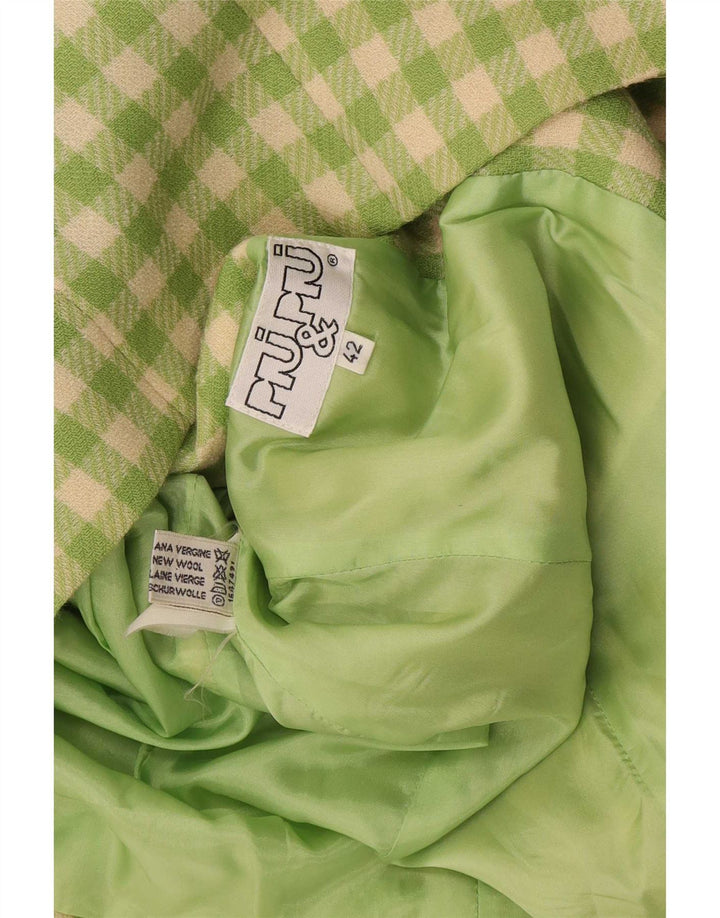 Piu & Womens Blazer Jacket IT 42 Medium Green Gingham New Wool