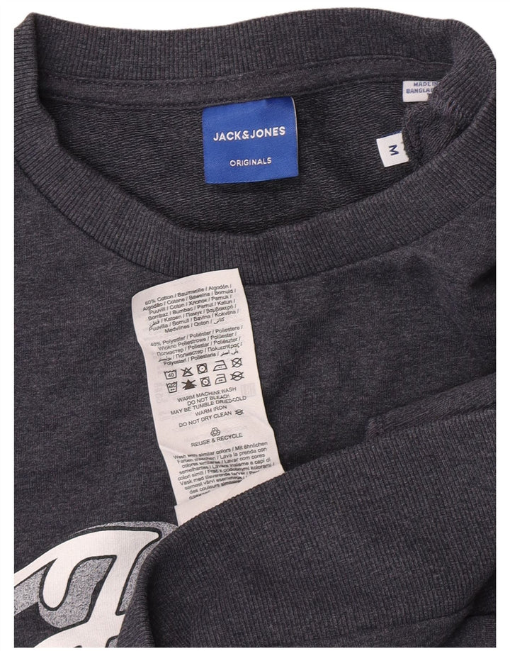 Мужской свитшот с рисунком Jack & Jones, хлопковый джемпер среднего синего цвета с крапинками