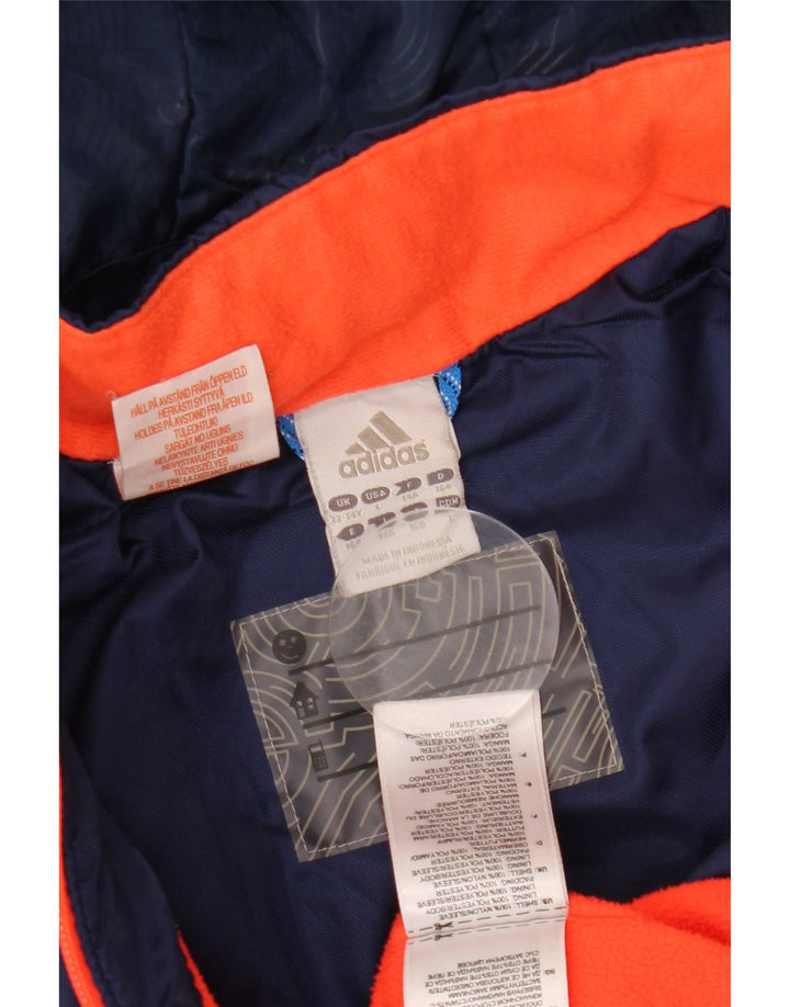 ADIDAS Ветровка с капюшоном для девочек 13–14 лет Темно-синяя с цветными блоками