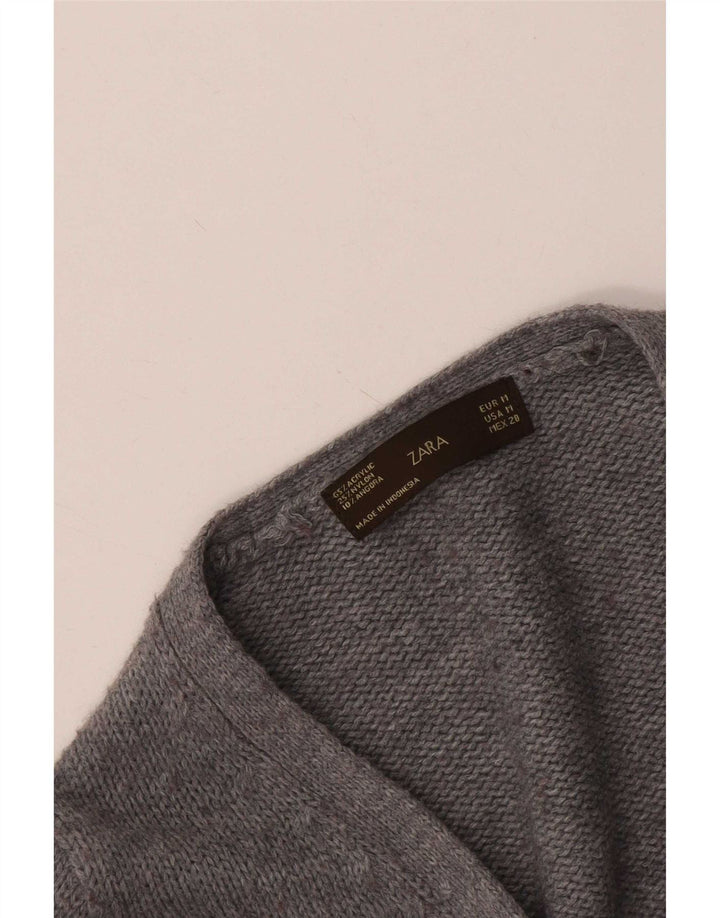 Женский кардиган Zara UK 12, средний серый акрил в крапинку