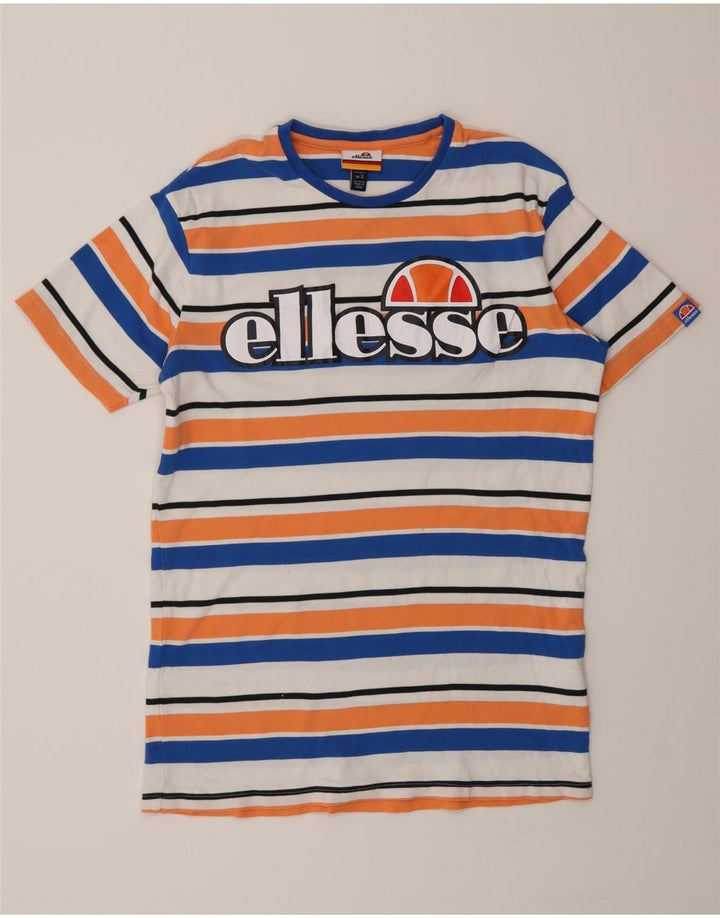 Мужская футболка Ellesse с рисунком, маленькая хлопковая разноцветная полоска