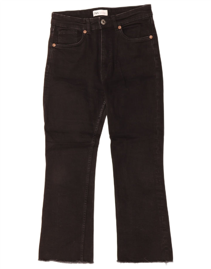 ZARA Womens Crop Bootcut Jeans EU 40 Medium W28 L25 Black