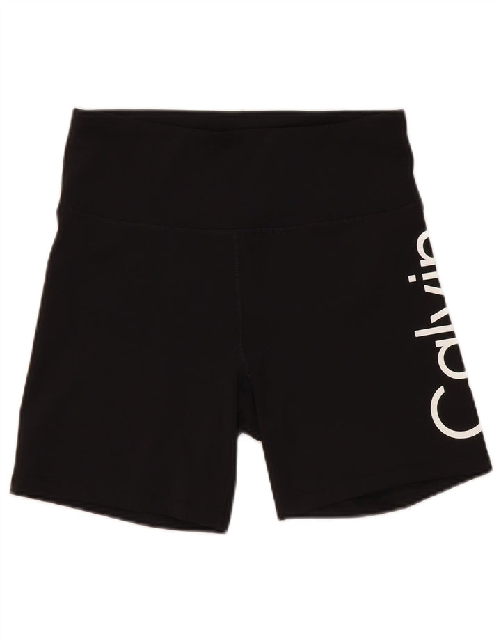 Женские спортивные шорты с графическим рисунком Calvin Klein UK 12, средний черный полиэстер