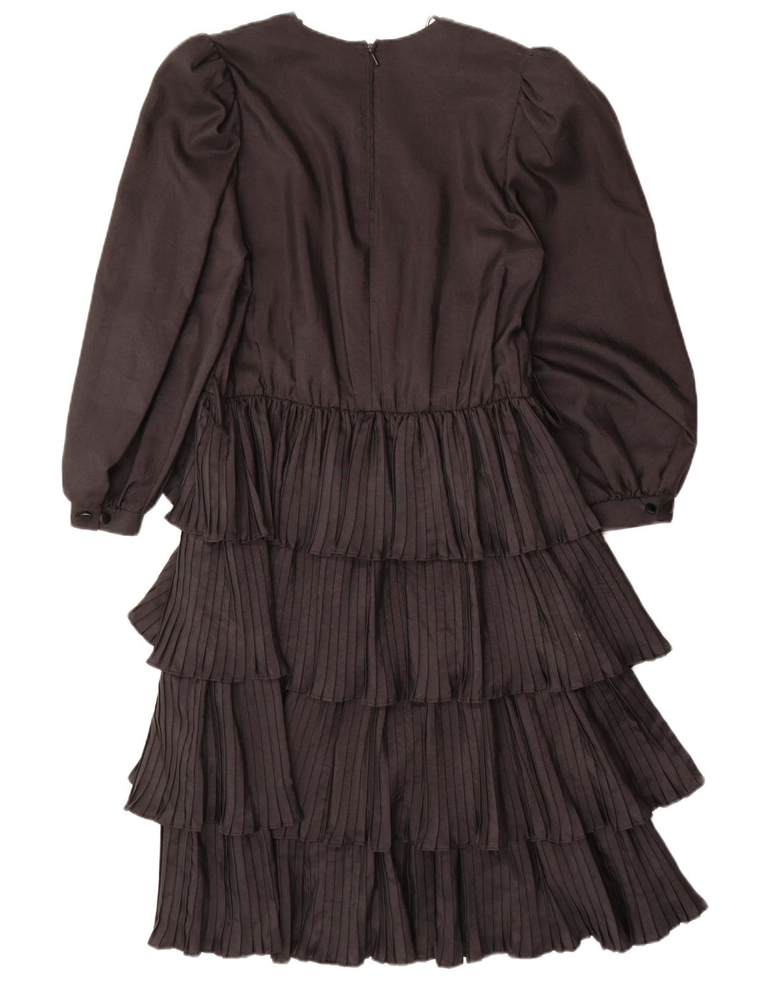 ВИНТАЖНОЕ женское многоярусное платье с длинными рукавами EU 36, маленькое черное полиэстер