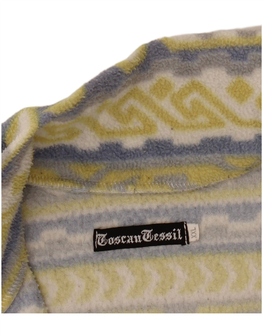 Винтажная женская флисовая куртка UK 20 2XL Желтая с геометрическим рисунком