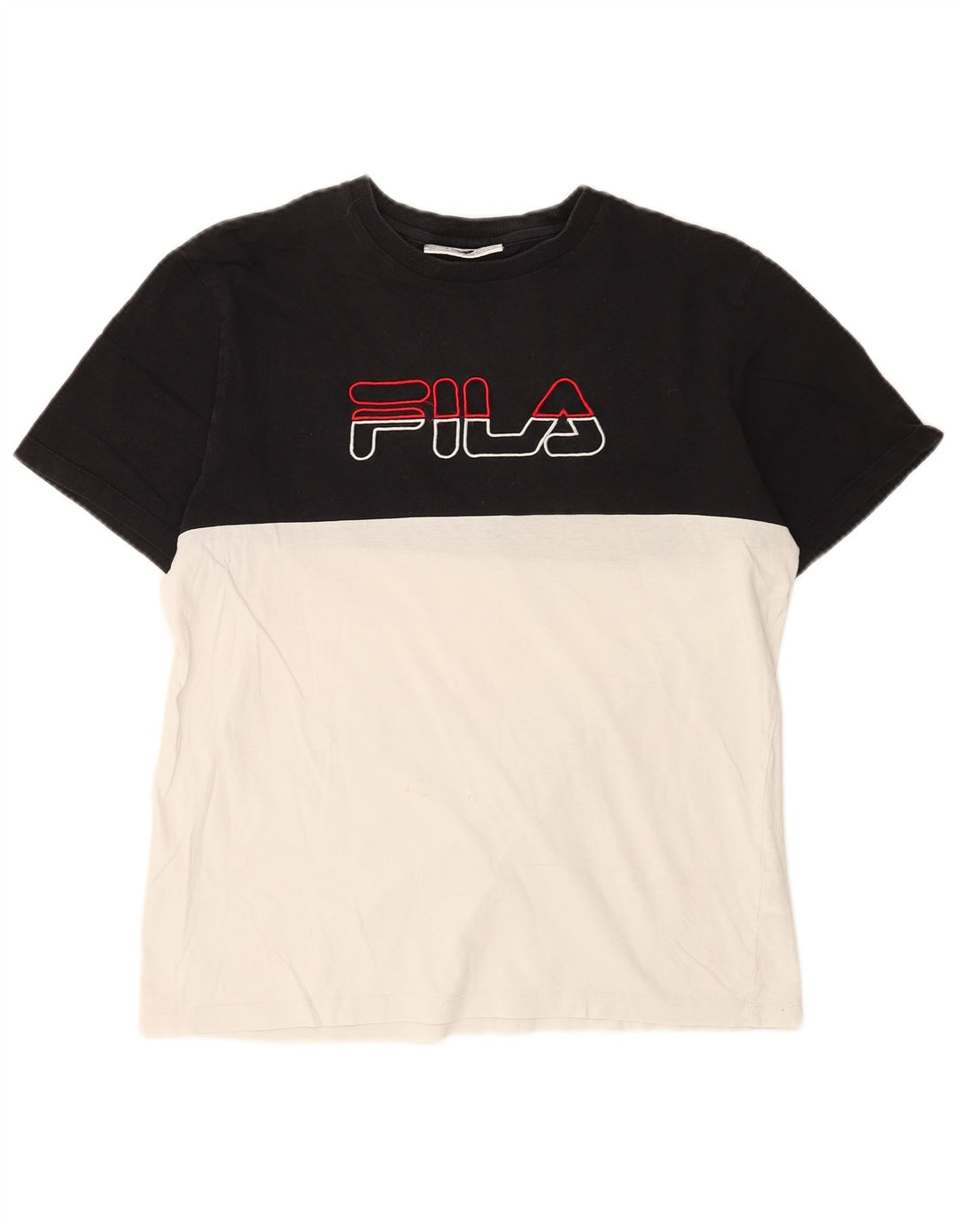 Мужская футболка Fila с рисунком, средний черный, хлопок с цветными блоками