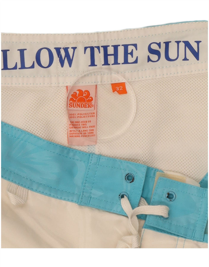 Sundek Мужские шорты для плавания, средний белый цветочный полиэстер