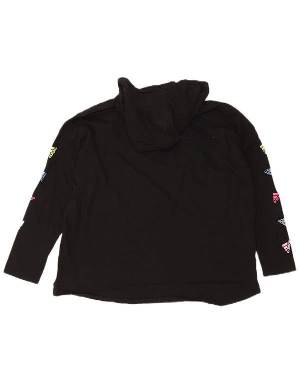 Женский джемпер свободного кроя Adidas с капюшоном UK 18 XL, черный хлопок