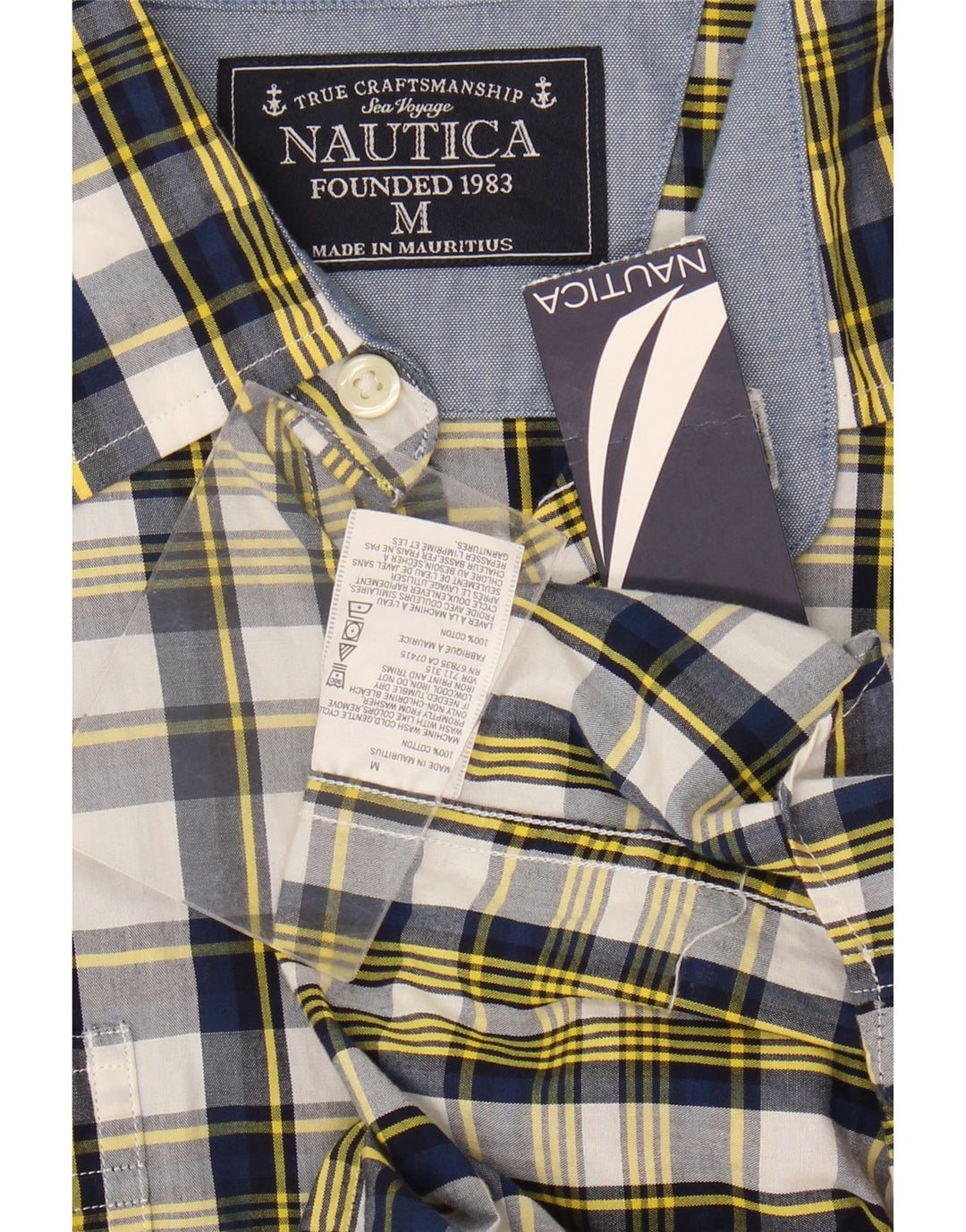 Мужская рубашка Nautica, средний размер, разноцветная клетка, хлопок