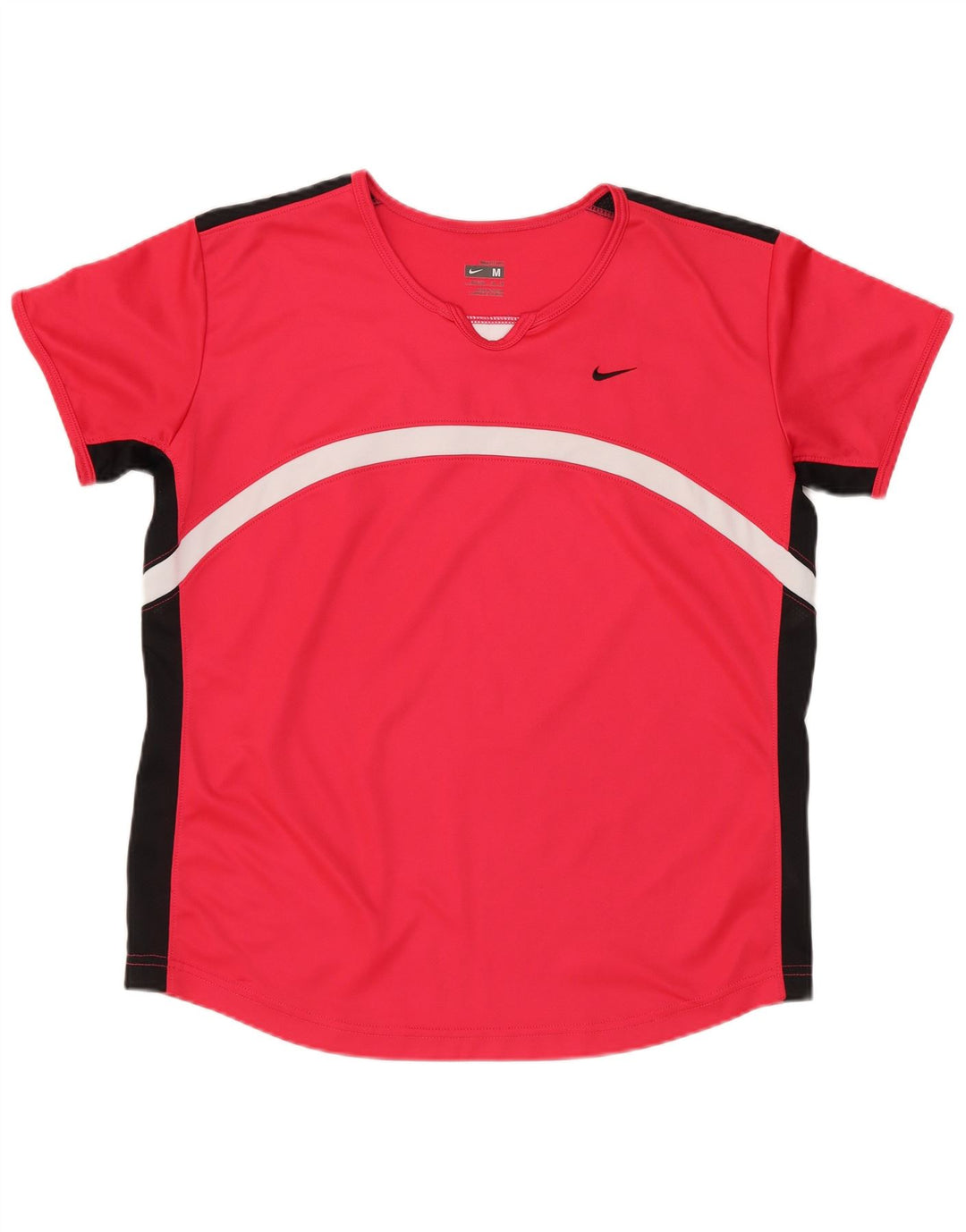 Женская футболка Nike Dri Fit, США, 8/10, средний красный, полиэстер с цветными блоками