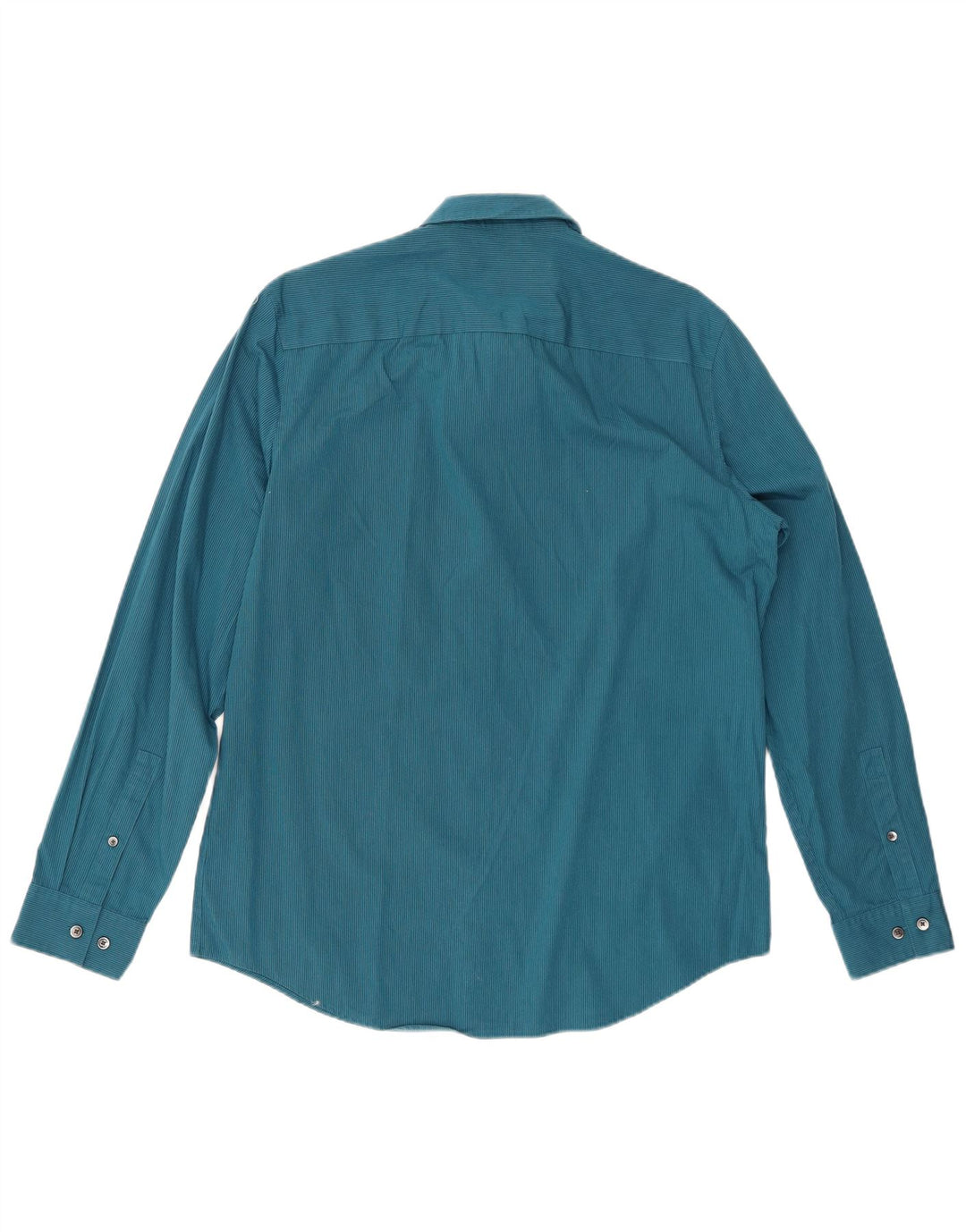 CALVIN KLEIN Мужская рубашка из хлопка среднего синего цвета в тонкую полоску