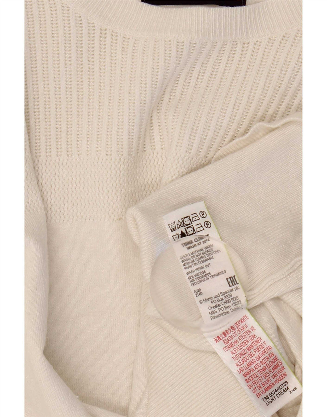 Женский джемпер с круглым вырезом Marks & Spencer UK 14, средний, белый